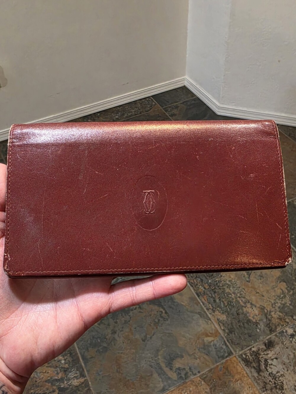 Vintage Must de Cartier Kiss-Lock Trifold Long Wallet